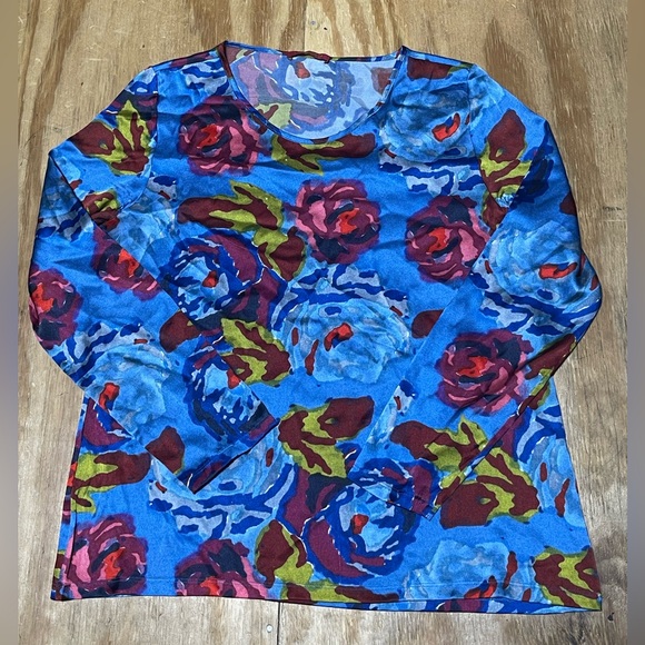 LISA CORTI blouse top print long sleeve Crewneck @j - Picture 3 of 7